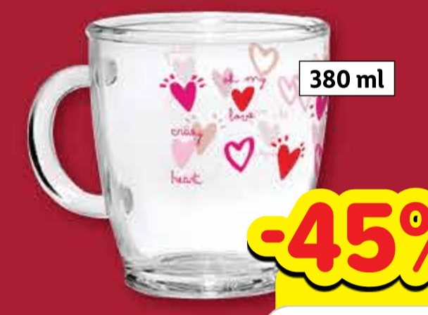 Staklena šalica 380 ml - Akcija u trgovini Plodine