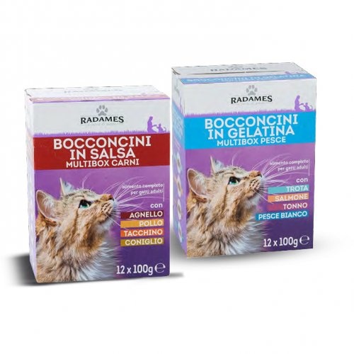 Hrana za mačke Multibox Radames Bocconcini in Salsa 24 x 100 g - Akcija u trgovini Eurospin
