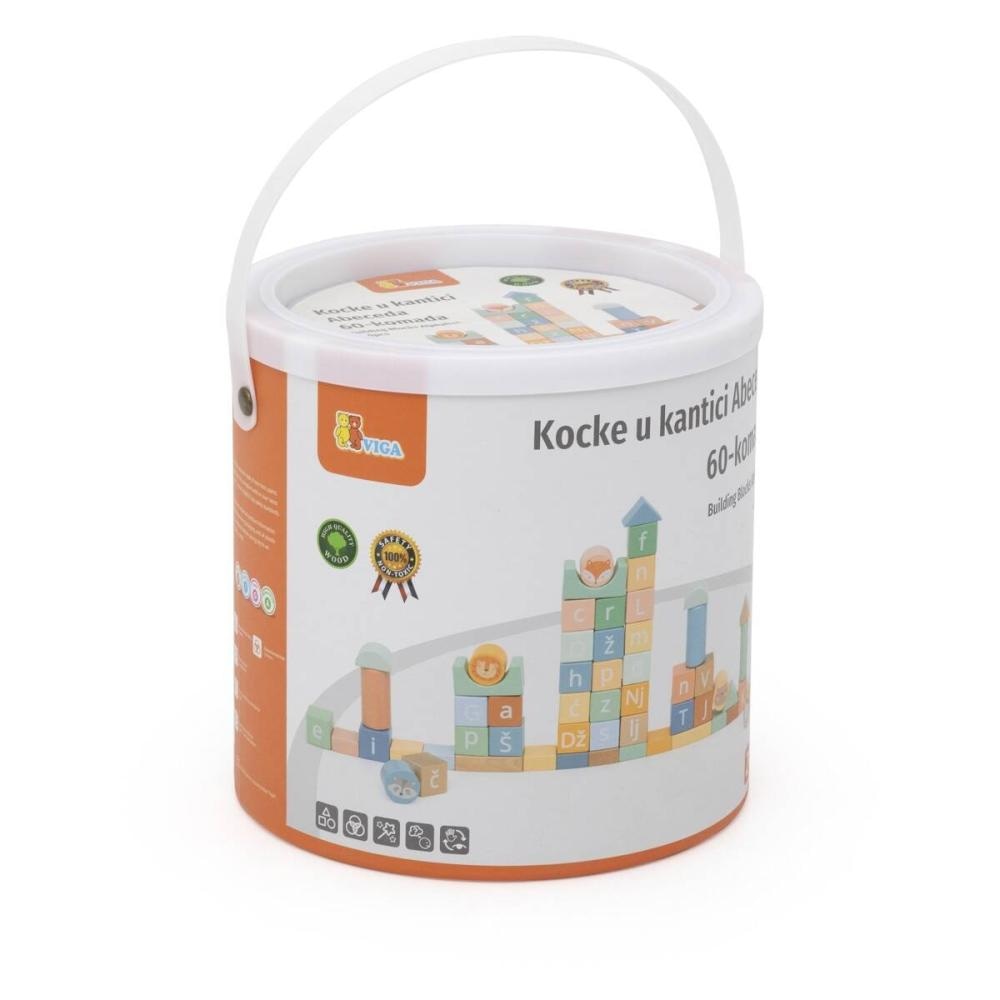 Viga drvene kocke u kantici Abeceda 1 kom.