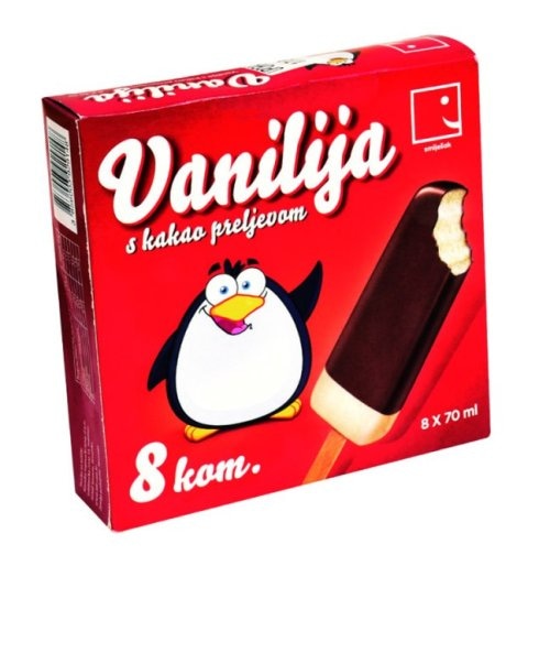 Sladoled štapić vanilija s preljevom od čokolade Smiješak 560 ml (8 x 70 ml)