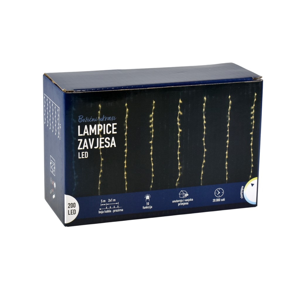 LED božićne lampice ZAVJESA 200 L, 2 x 1 m