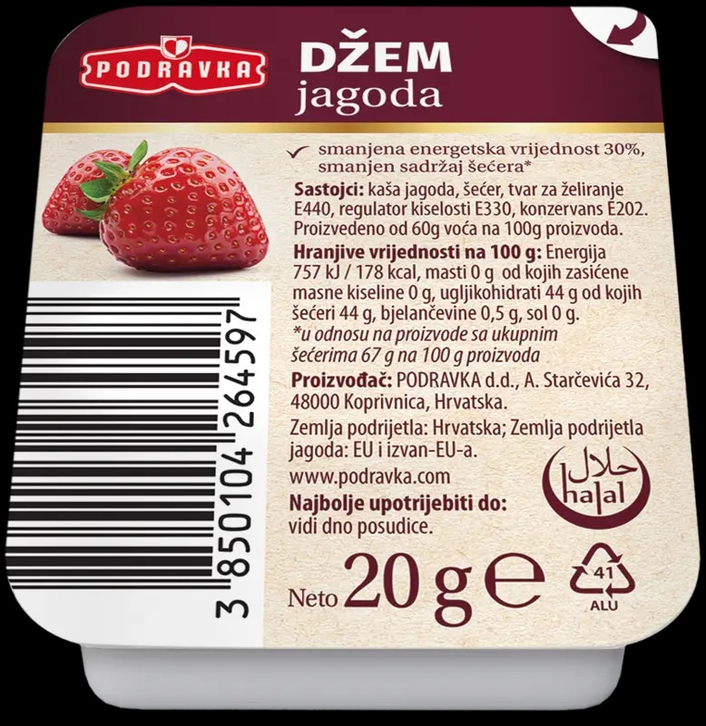 Podravka Džem jagoda 20g - Akcija u trgovini Žabac