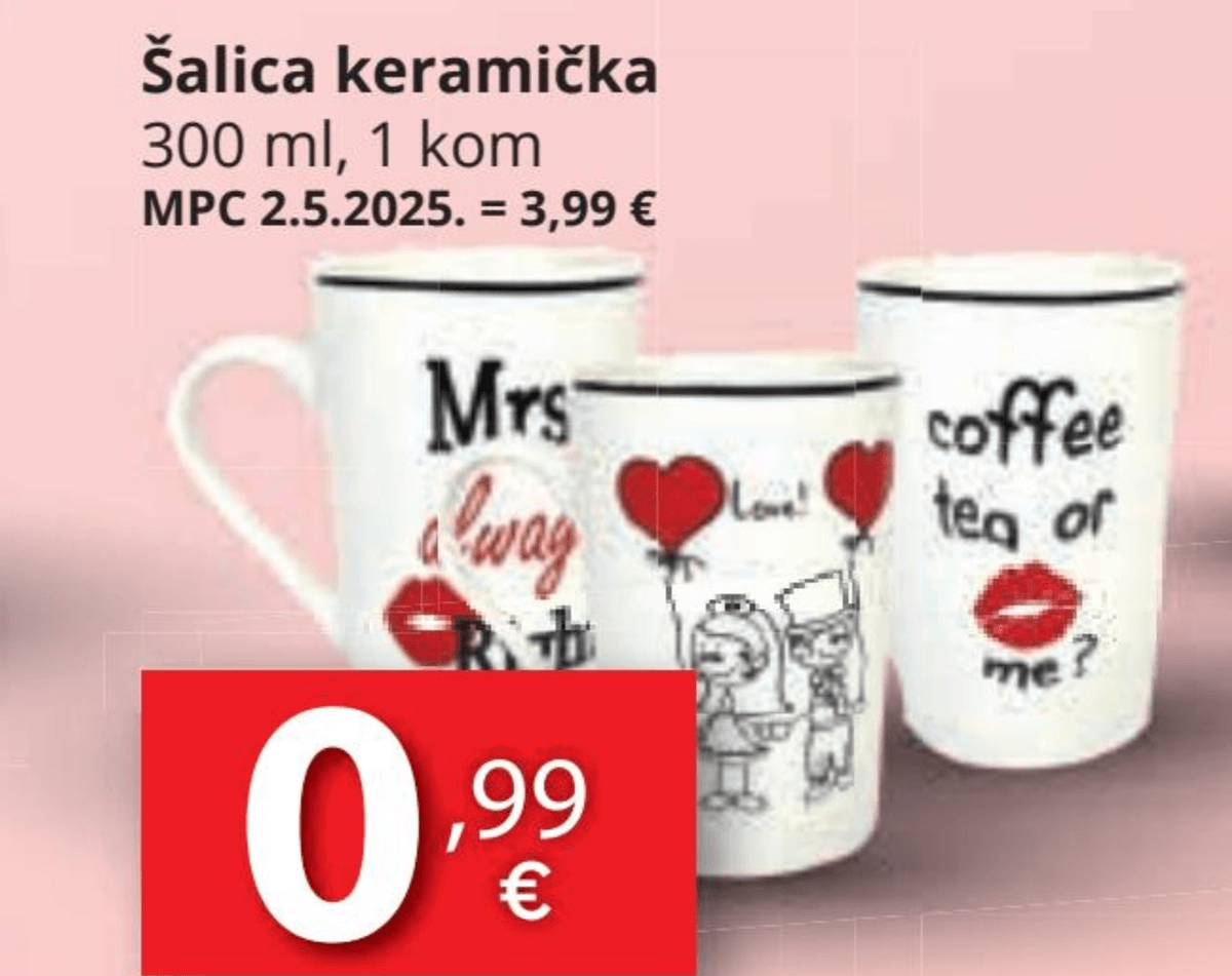 Šalica keramička 1 kom - Akcija u trgovini Djelo