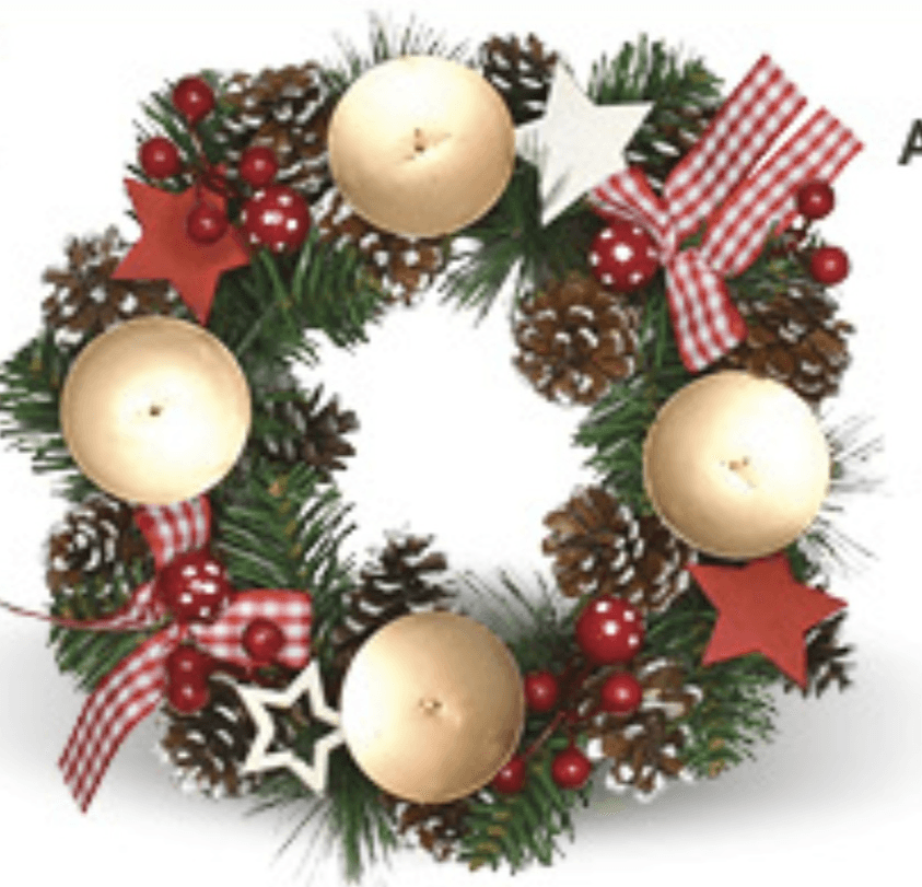 Adventski vijenac sa svijećama 1 kom