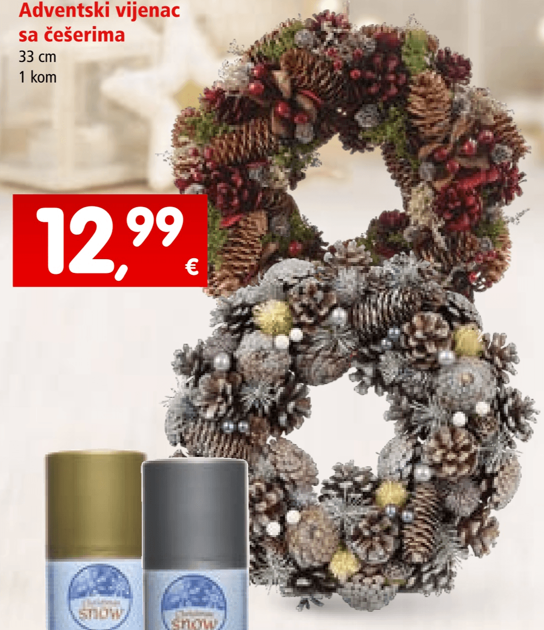 Adventski vijenac sa češerima 1 kom