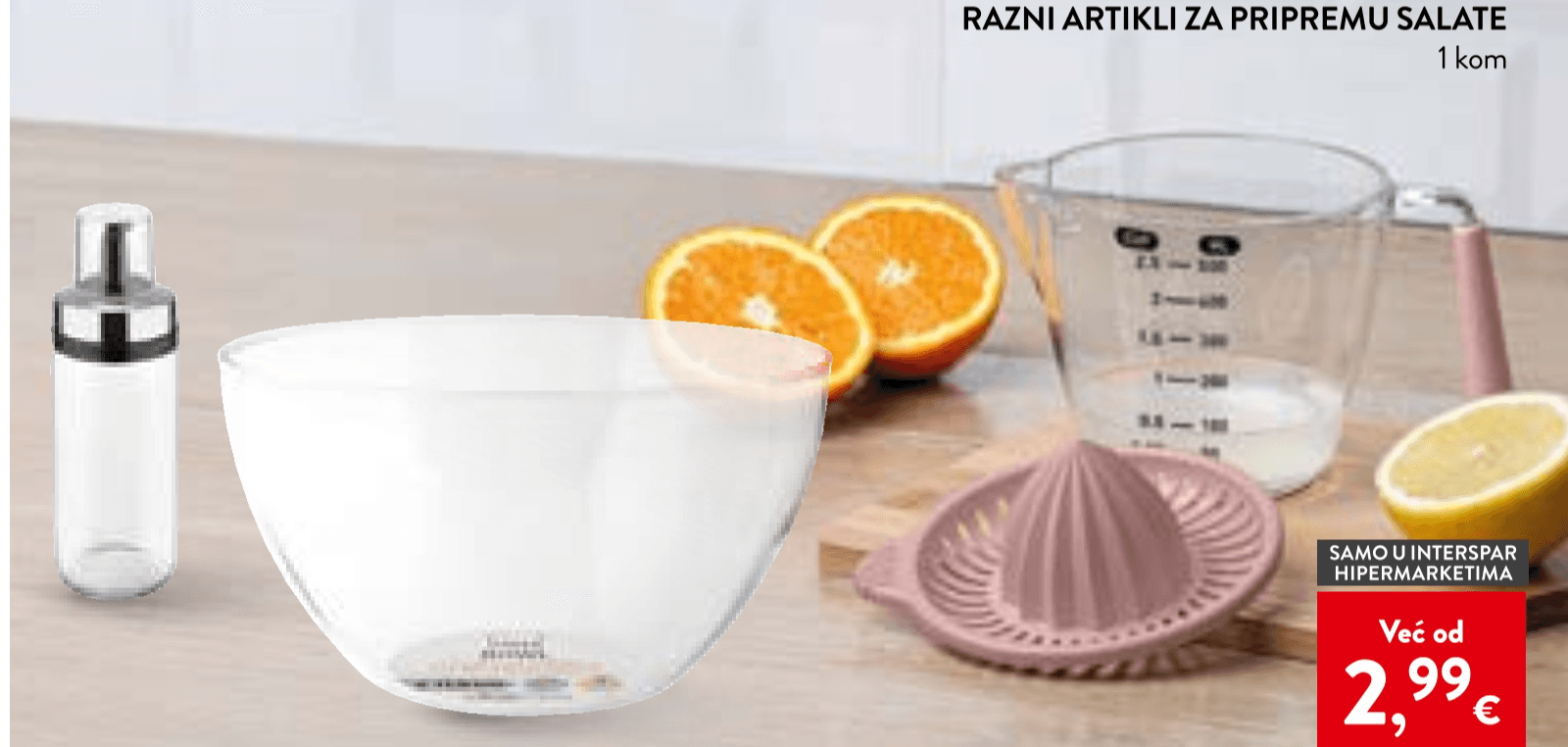 Razni artikli za pripremu salate (shaker i zdjela) 1 kom - Akcija u trgovini Spar