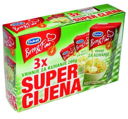 Dukat Vrhnje za kuhanje 3x200 g Dukat