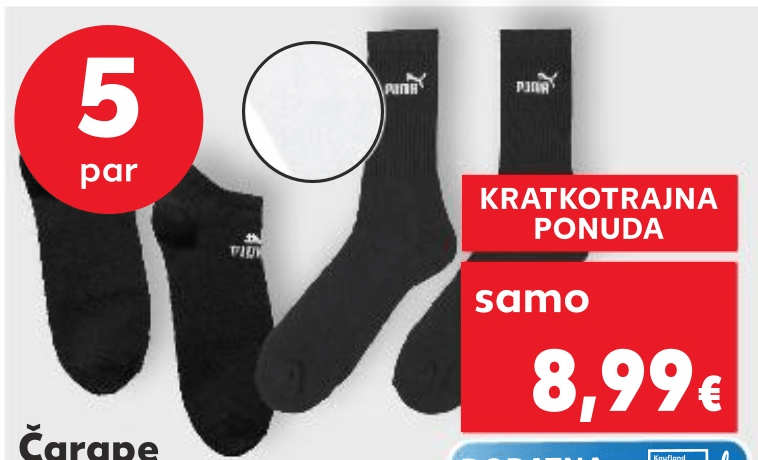 Čarape 5 par PUMA - Akcija u trgovini Kaufland