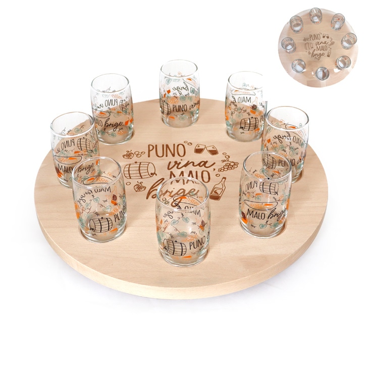 Okretna daska s čašama 8 čaša - 200 ml