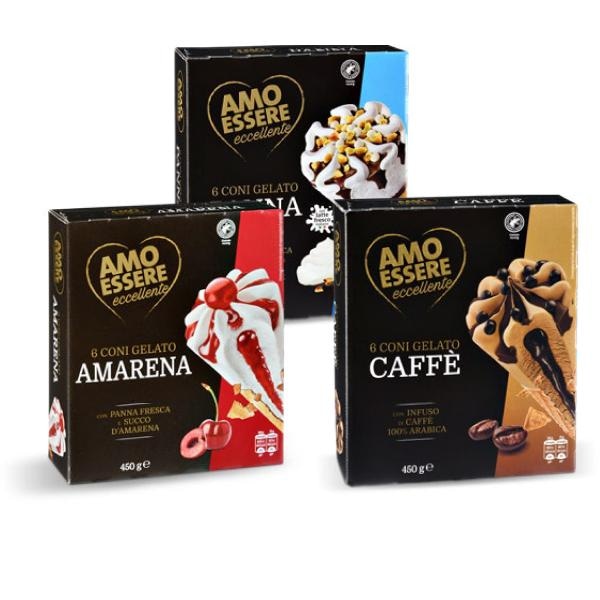 Amo Essere Sladoled kornet sa šlagom i višnjom 6 KOM, 450 g
