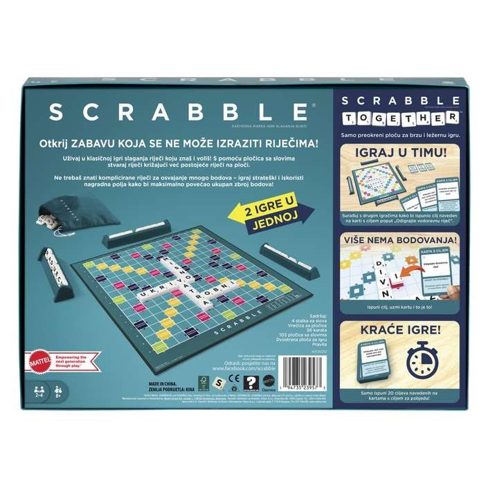 Mattel Family Scrabble Original 2u1