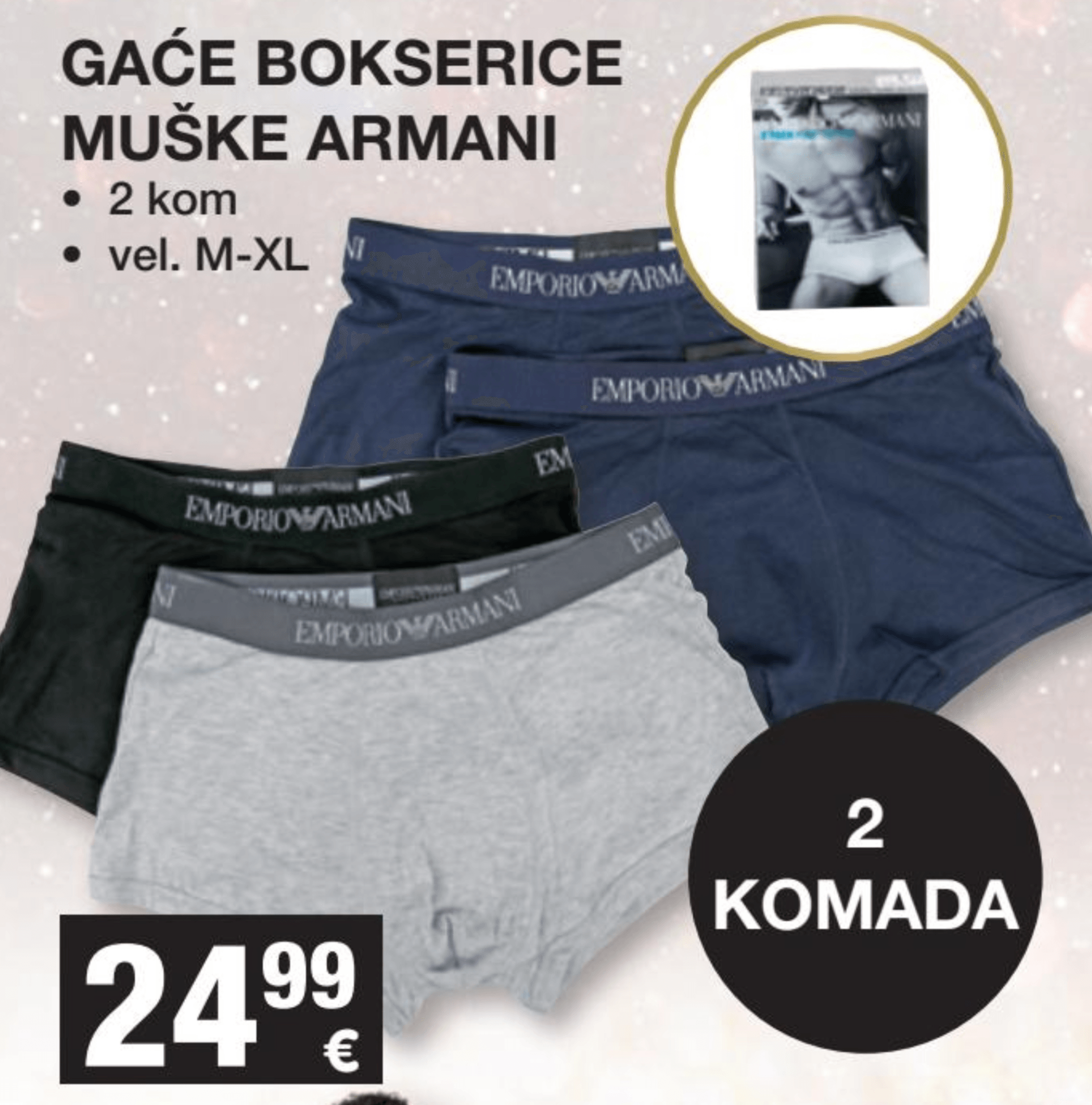 Gaće bokserice Muške Armani 2 kom