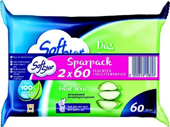 Softstar vlažni toaletni papir 2x60 kom - Akcija u trgovini Mueller