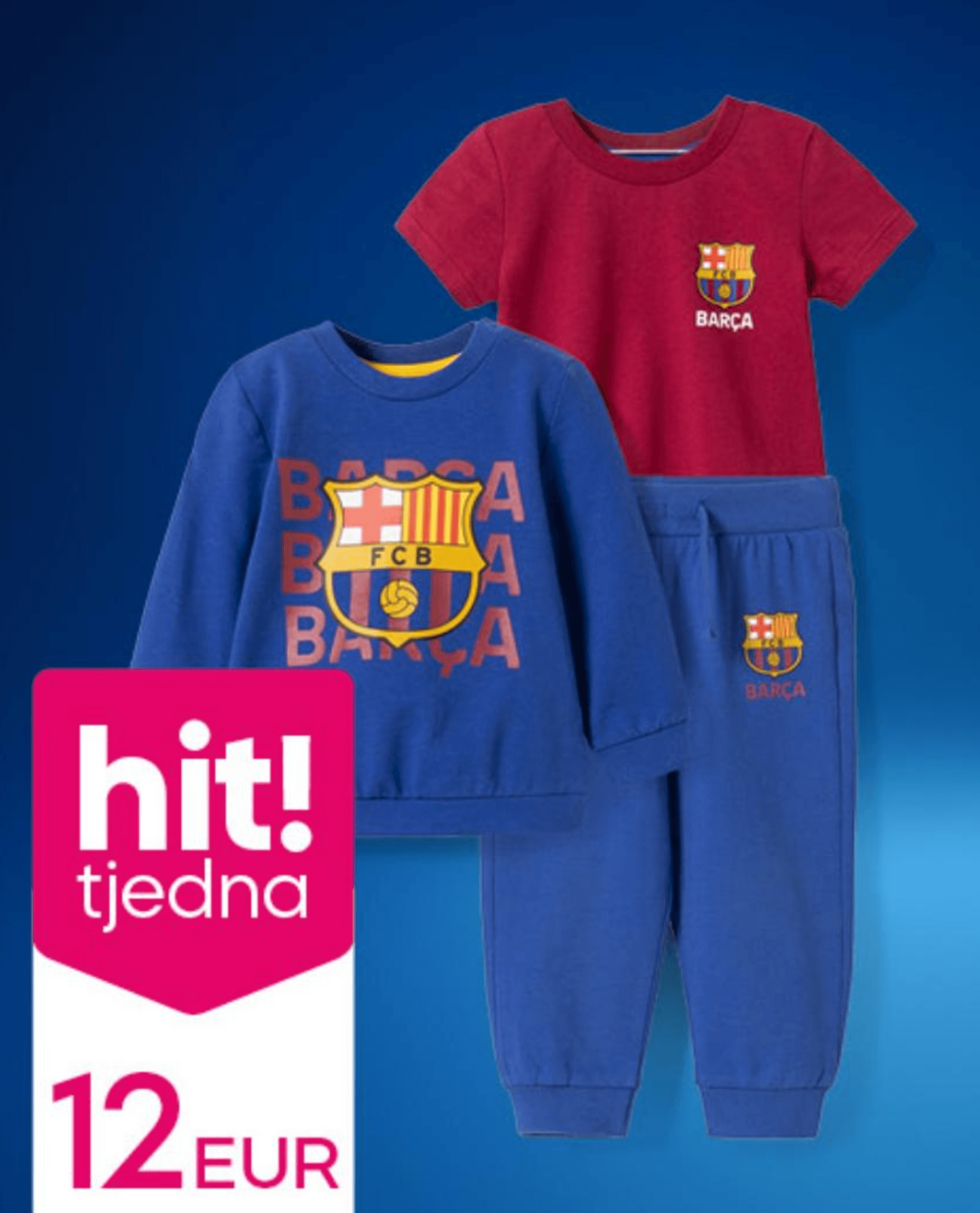 Komplet: majica kratkih rukava, gornji i donji dio trenirke FC Barcelona - Akcija u trgovini Pepco