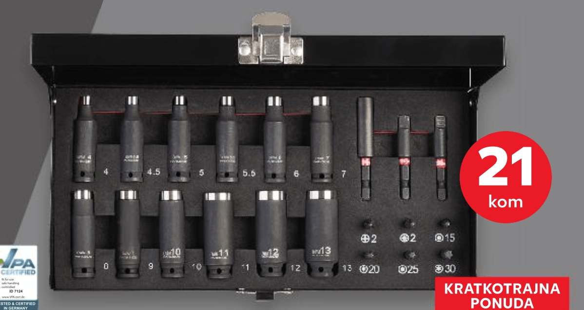 Parkside Performance Set udarnih nasadnih ključeva i bitova 21 kom