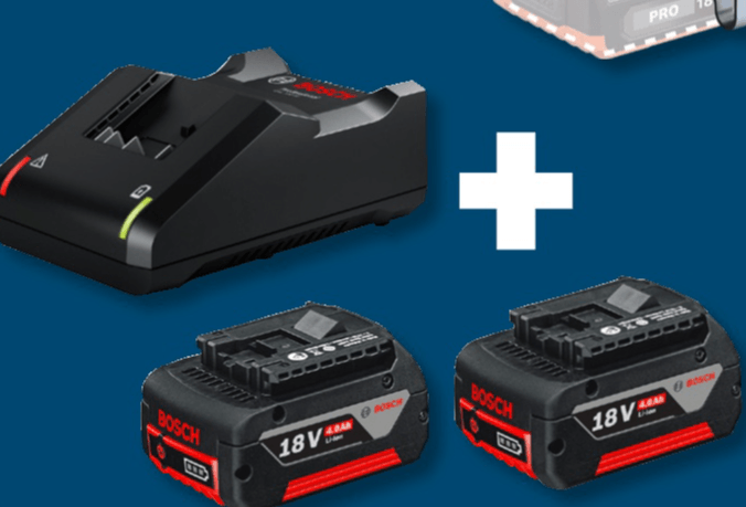 Punjač i baterija 2 baterije 4 Ah Bosch - Akcija u trgovini Bauhaus