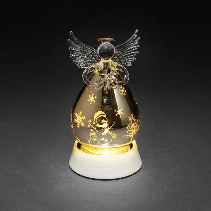 Staklena dekoracija Anđeo LED