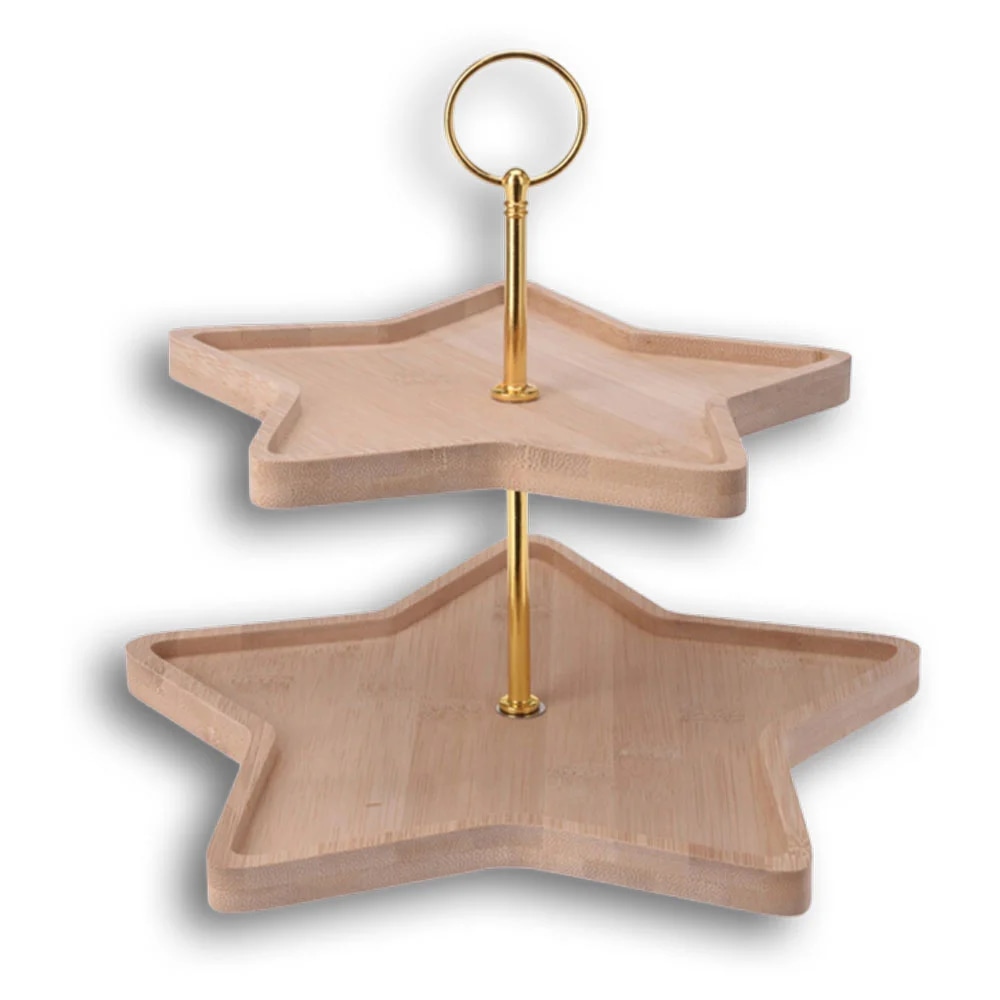 Stalak za hranu bambus Zvijezda 2 kata