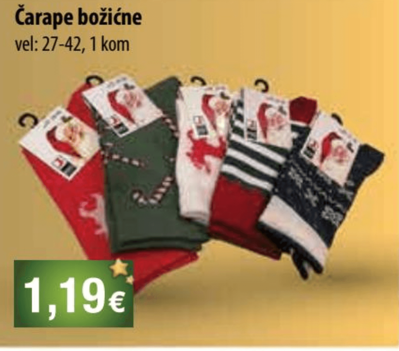 Čarape božićne vel: 27-42, 1 kom