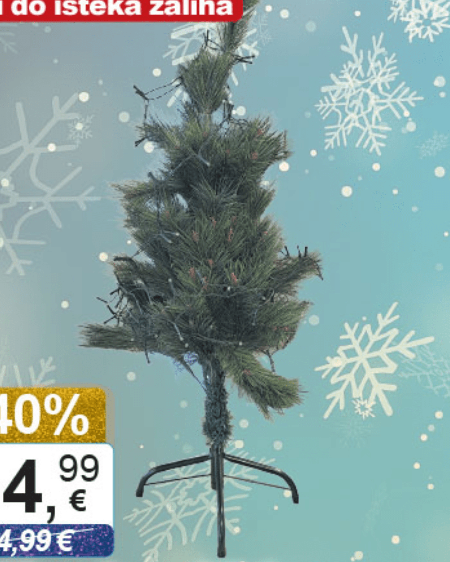 Božićno drvce zeleno 90 cm, 130 grana, 50 LED svjetla