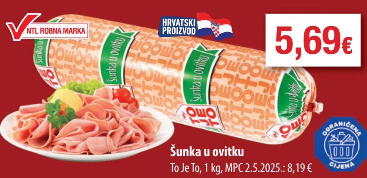 To Je To Šunka u ovitku 1 kg - Akcija u trgovini NTL