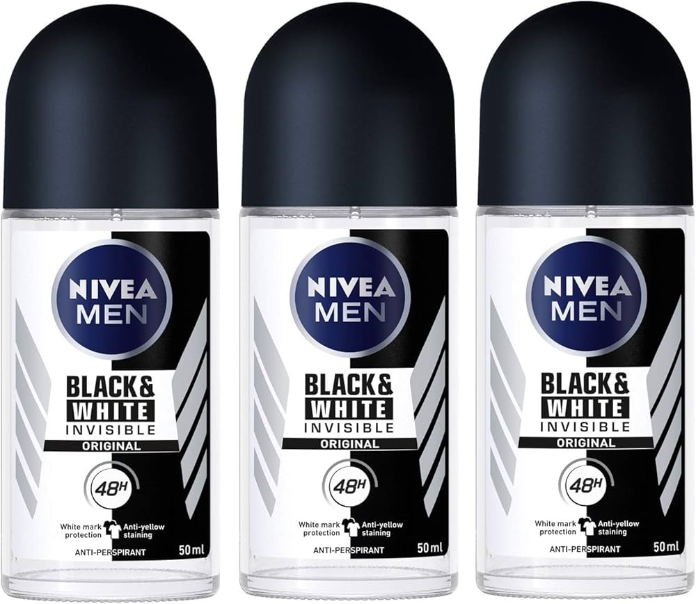 NIVEA Men invisible black & white 48h protection deodorant roll-on/silver protect 48h roll-on 50ml
