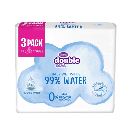 Double care, Violeta Dječje vlažne maramice 3 x 56 kom
