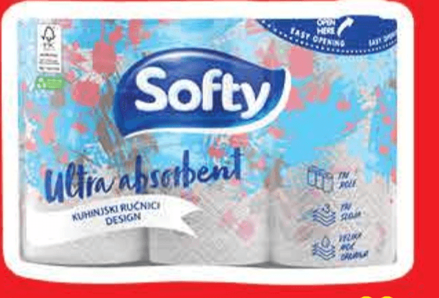 Softy Papirnati ručnici 3 role - Akcija u trgovini Plodine
