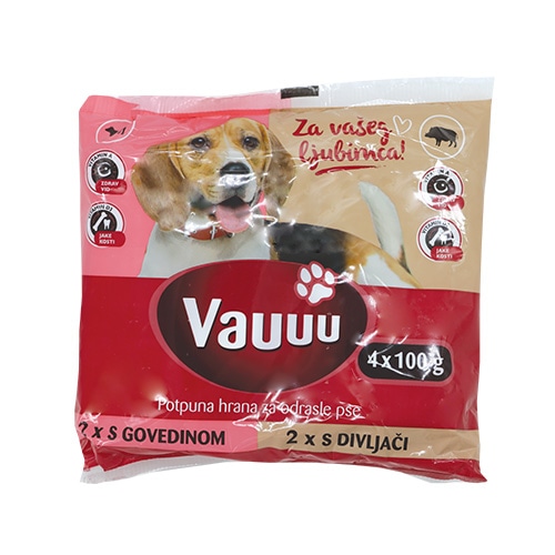 Vauuu Potpuna hrana za pse 4x100 g