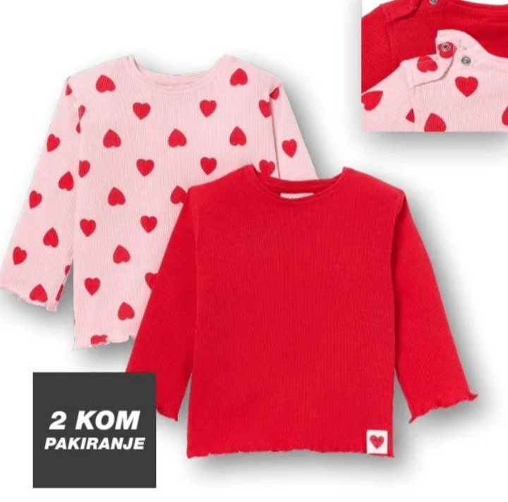 Majica dugih rukava za bebe 2 kom - Akcija u trgovini Kik