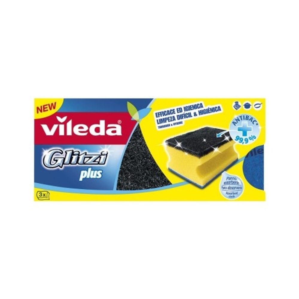 Spužva s mikro vlaknima Vileda Glitzi Plus 3 kom/pak - Akcija u trgovini KTC