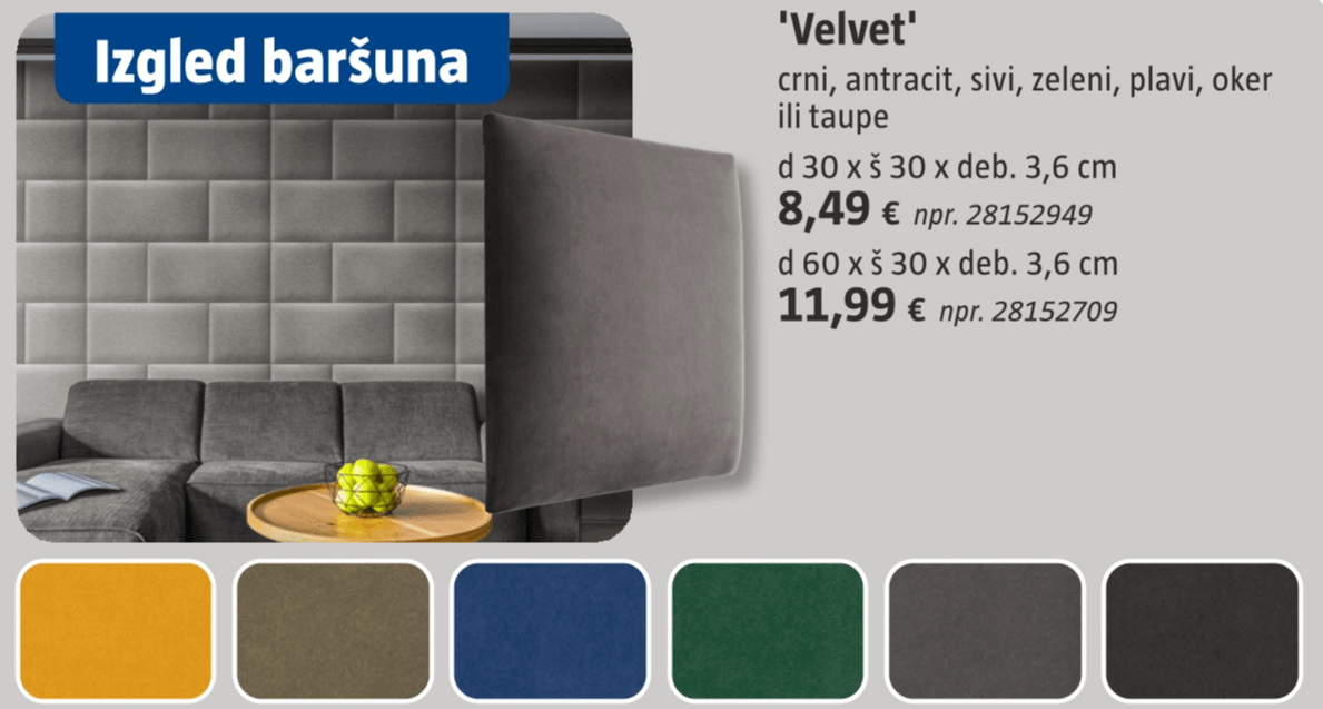 FLLOW Dekorativni zidni paneli 'Velvet' d 30 x š 30 x deb. 3,6 cm - Akcija u trgovini Bauhaus