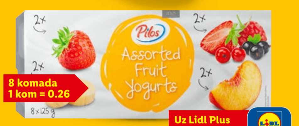 PILOS Voćni jogurt 8 x 125 g - Akcija u trgovini Lidl