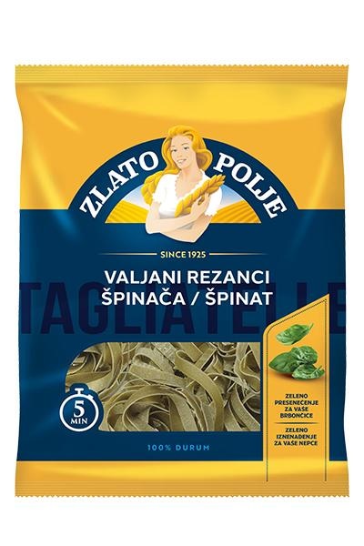 Zlato Polje Valjani rezanci od špinata 400 g