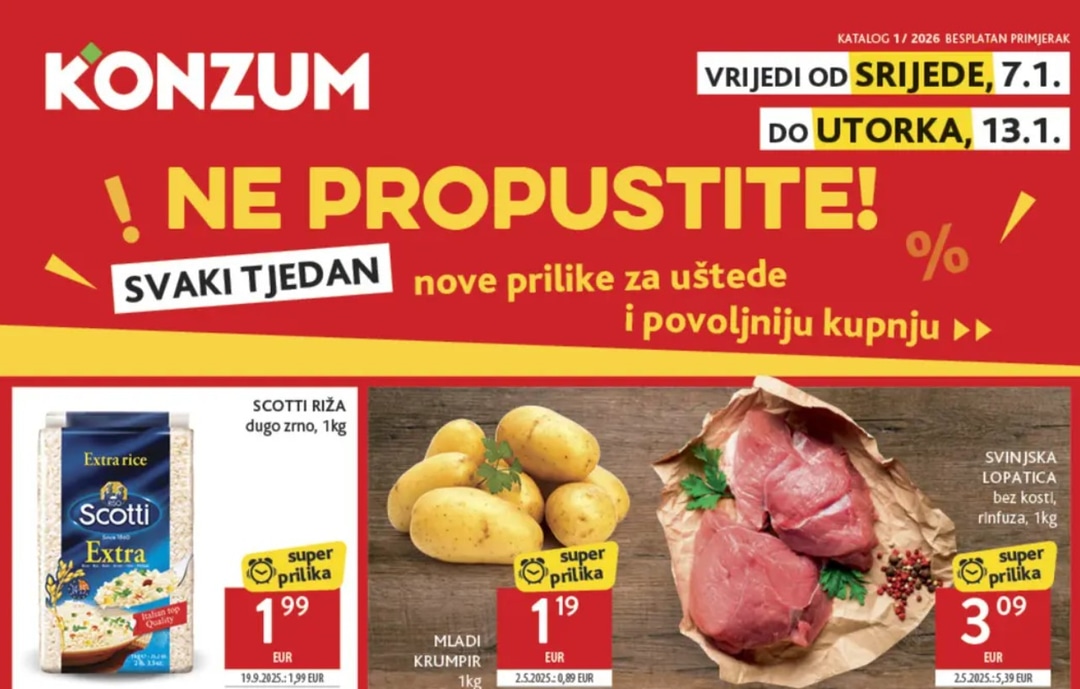 Konzum katalog: Izdvojene akcije kataloga Akcijska ponuda (07.01. - 13.01.2026)