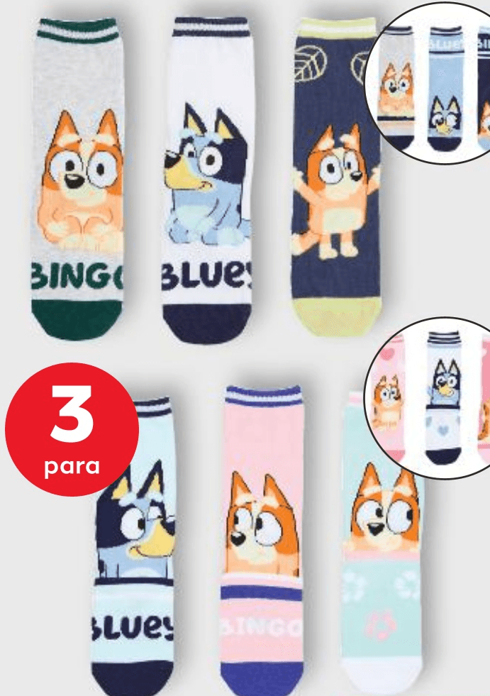 Dječje čarape Bluey 3 para - Akcija u trgovini Kaufland