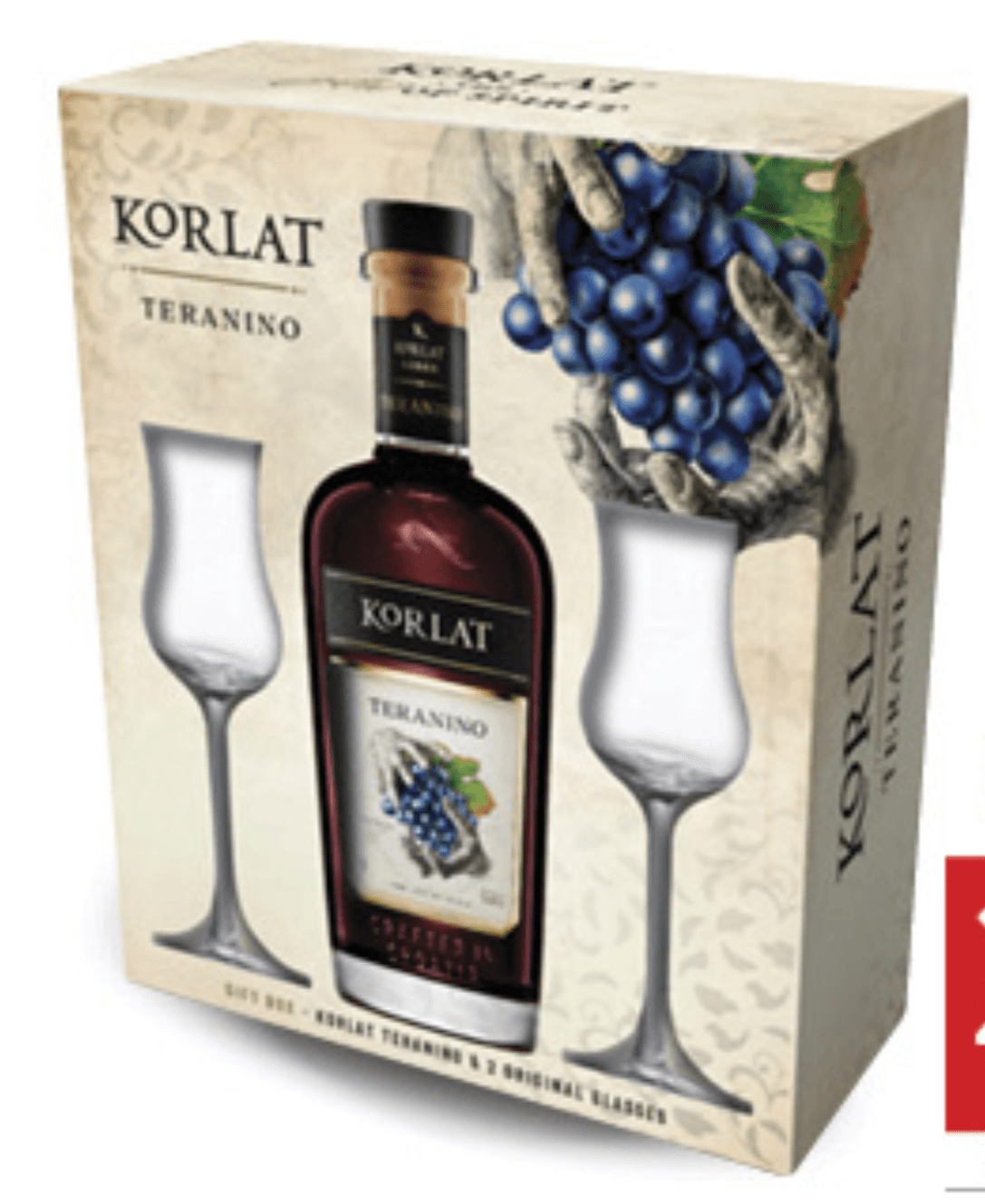 Teranino Korlat liker 0,7l + 2 čaše, set