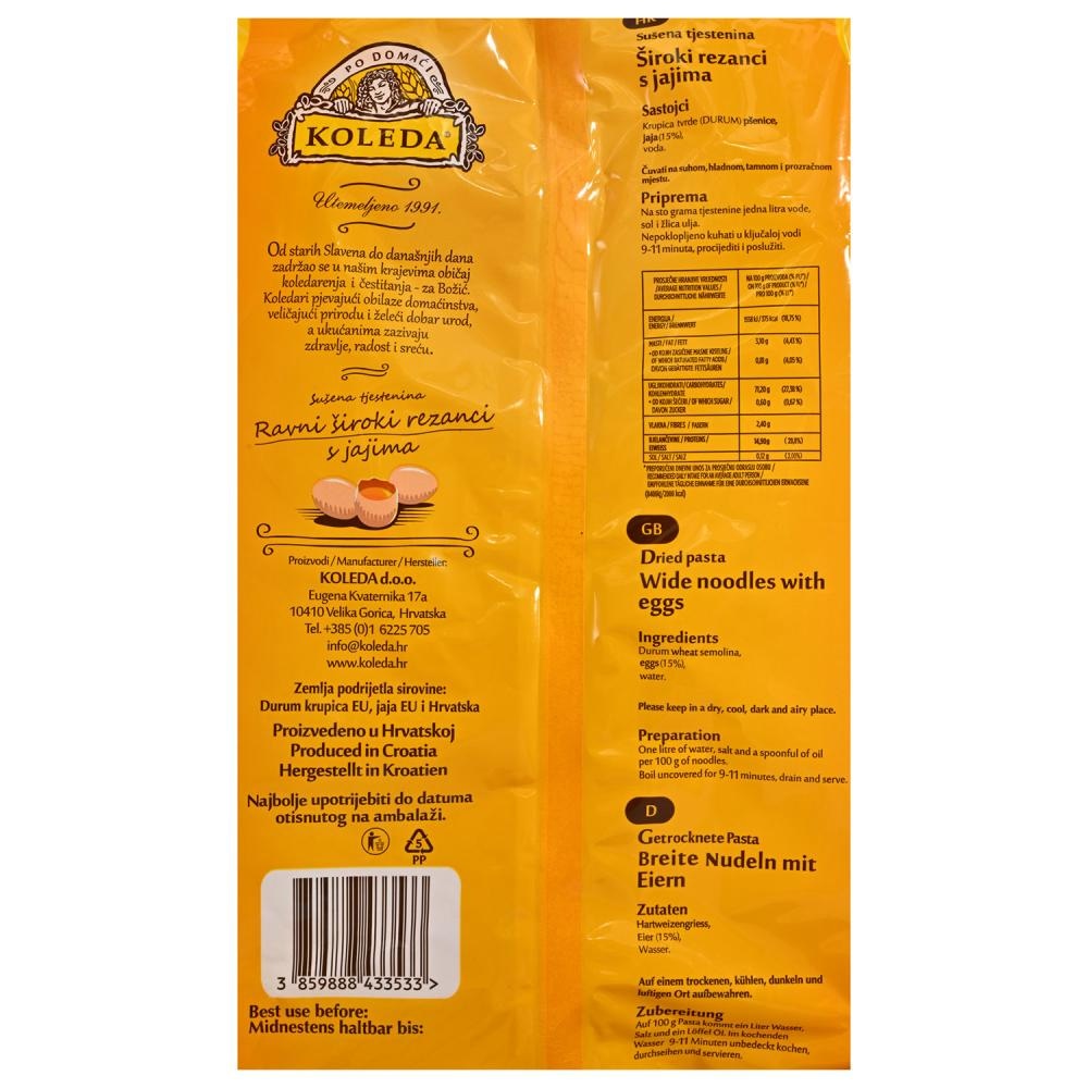 Tjestenina Koleda Široki rezanci s jajima 400 g