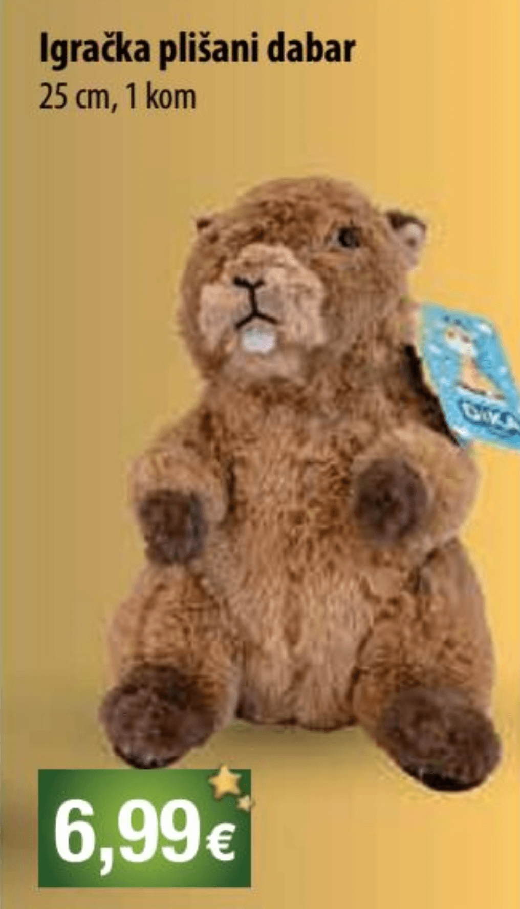 Igračka plišani dabar 25 cm, 1 kom