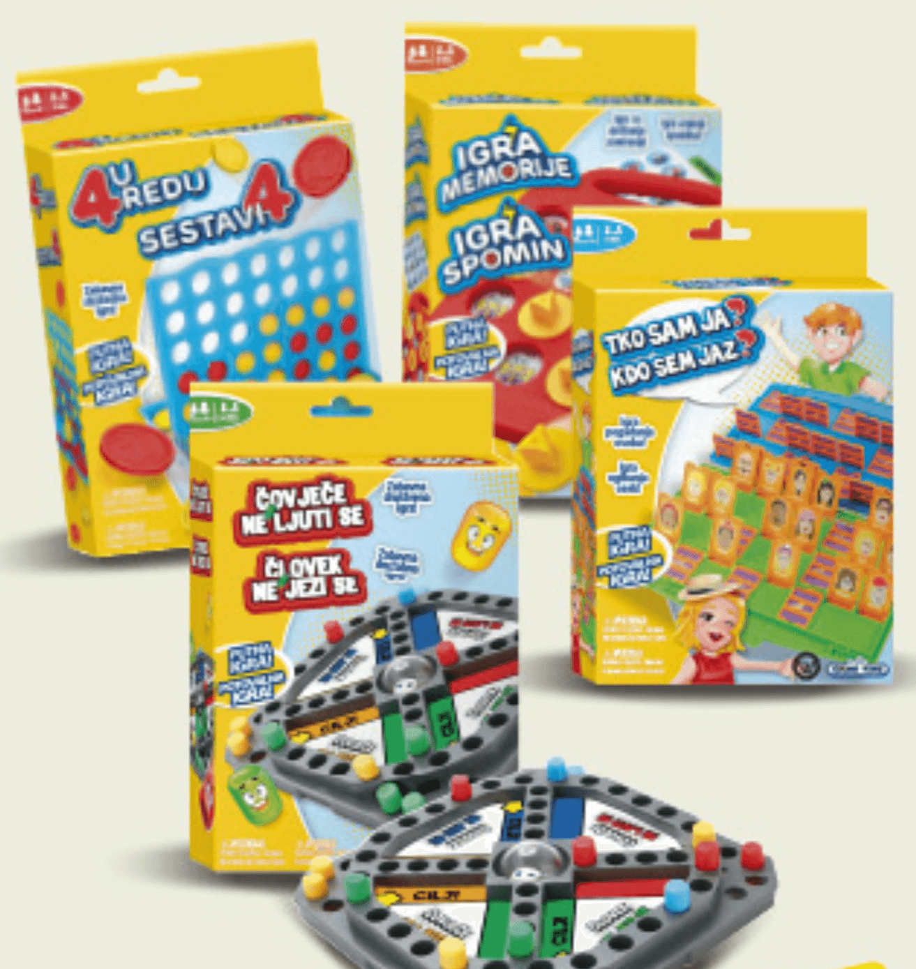 Putna igra Memory, Čovječe ne ljuti se, 4 u redu, Pogodi tko sam