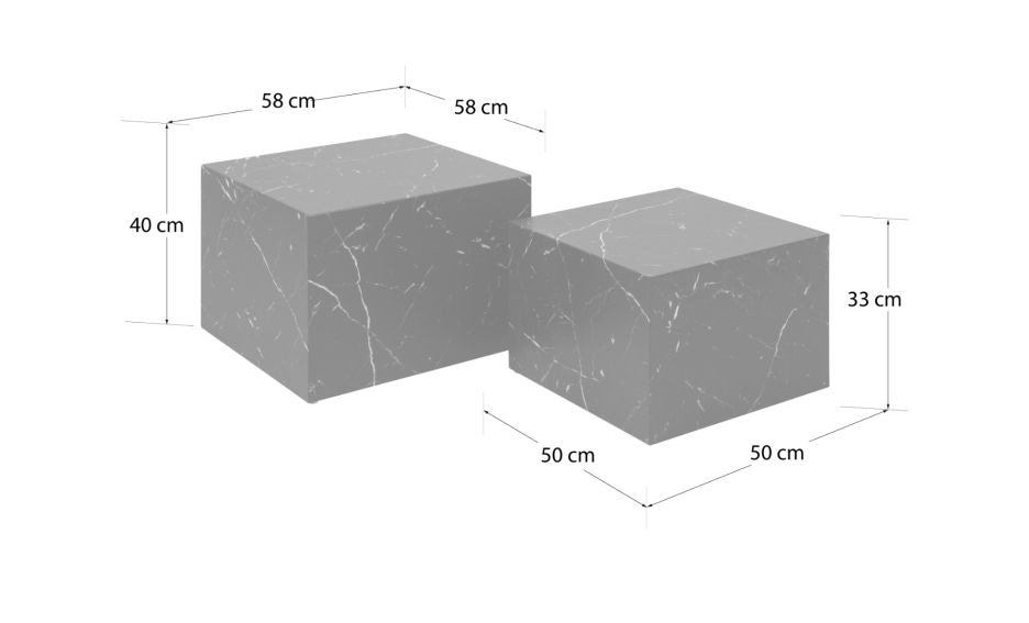 DICE klub stolić 58 x 58 x 40 cm, 50 x 50 x 33 cm