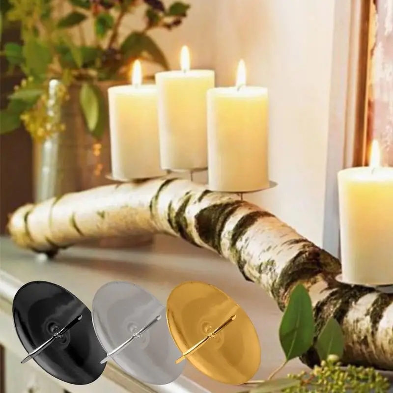 Okrugle svijeće, metalni svijećnjaci, PVC deko tanjuri i natur dekoracije 1 kom