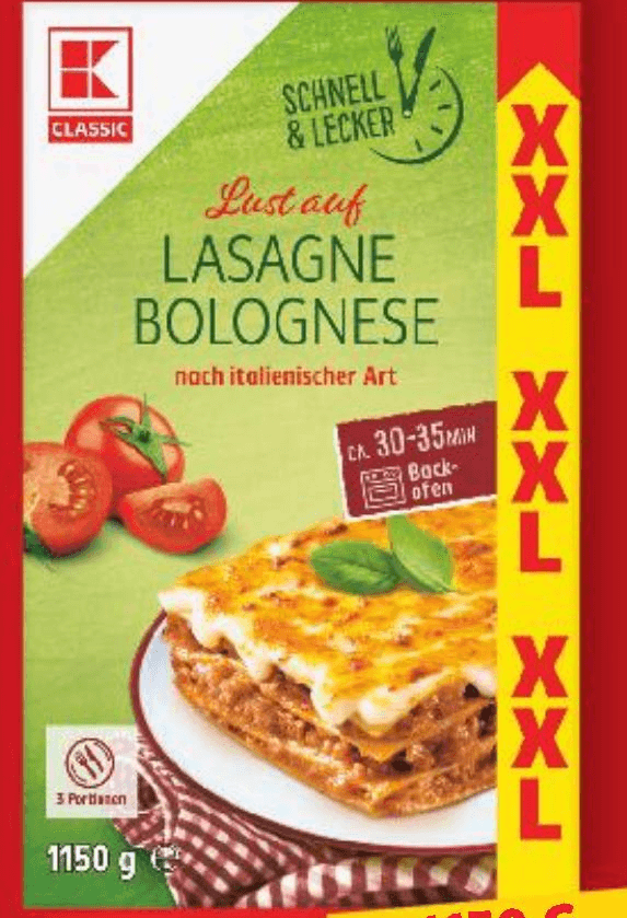 Lazanje Bolognese 1150 g - Akcija u trgovini Kaufland