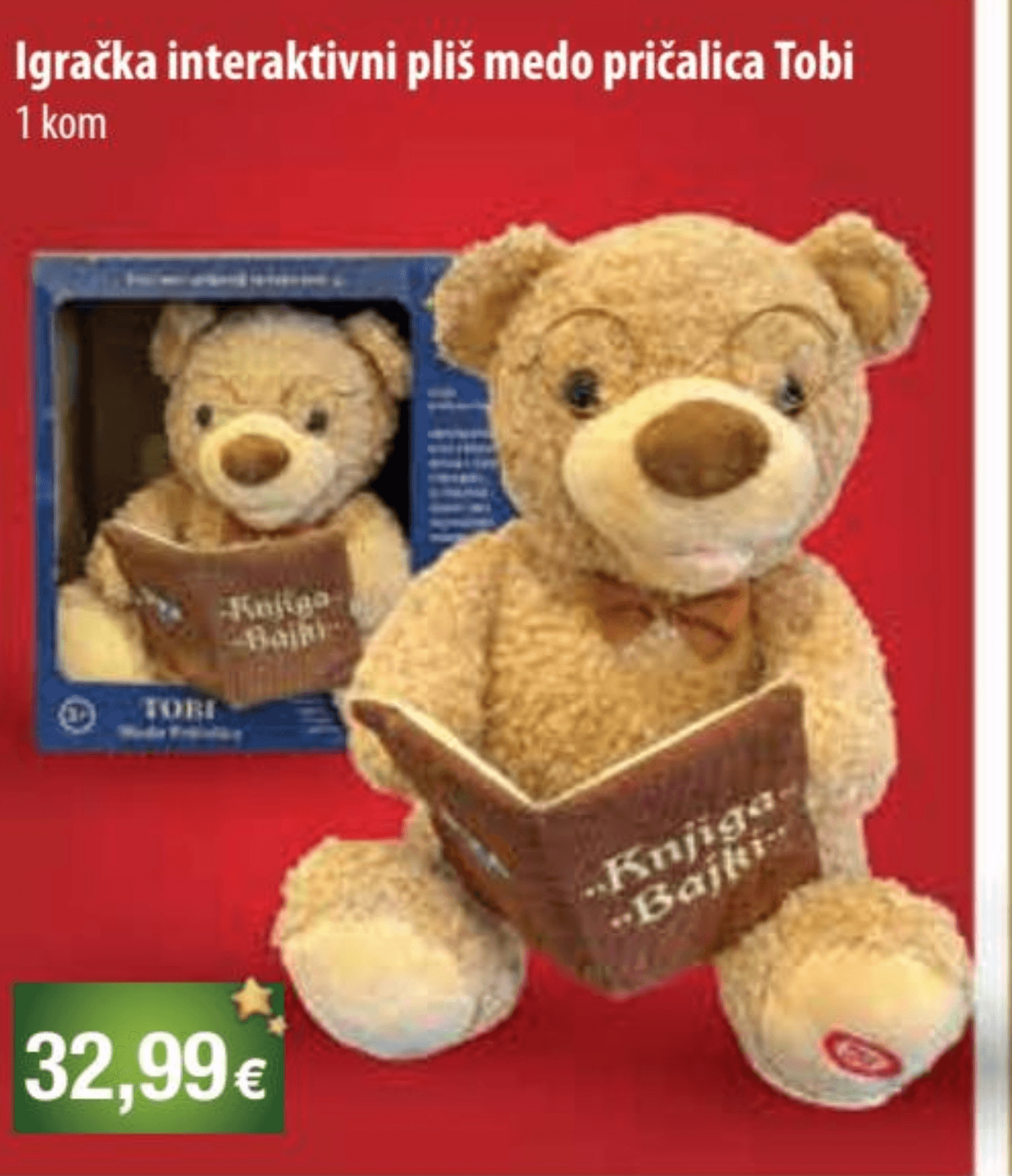 Igračka interaktivni pliš medo pričalica Tobi 1 kom