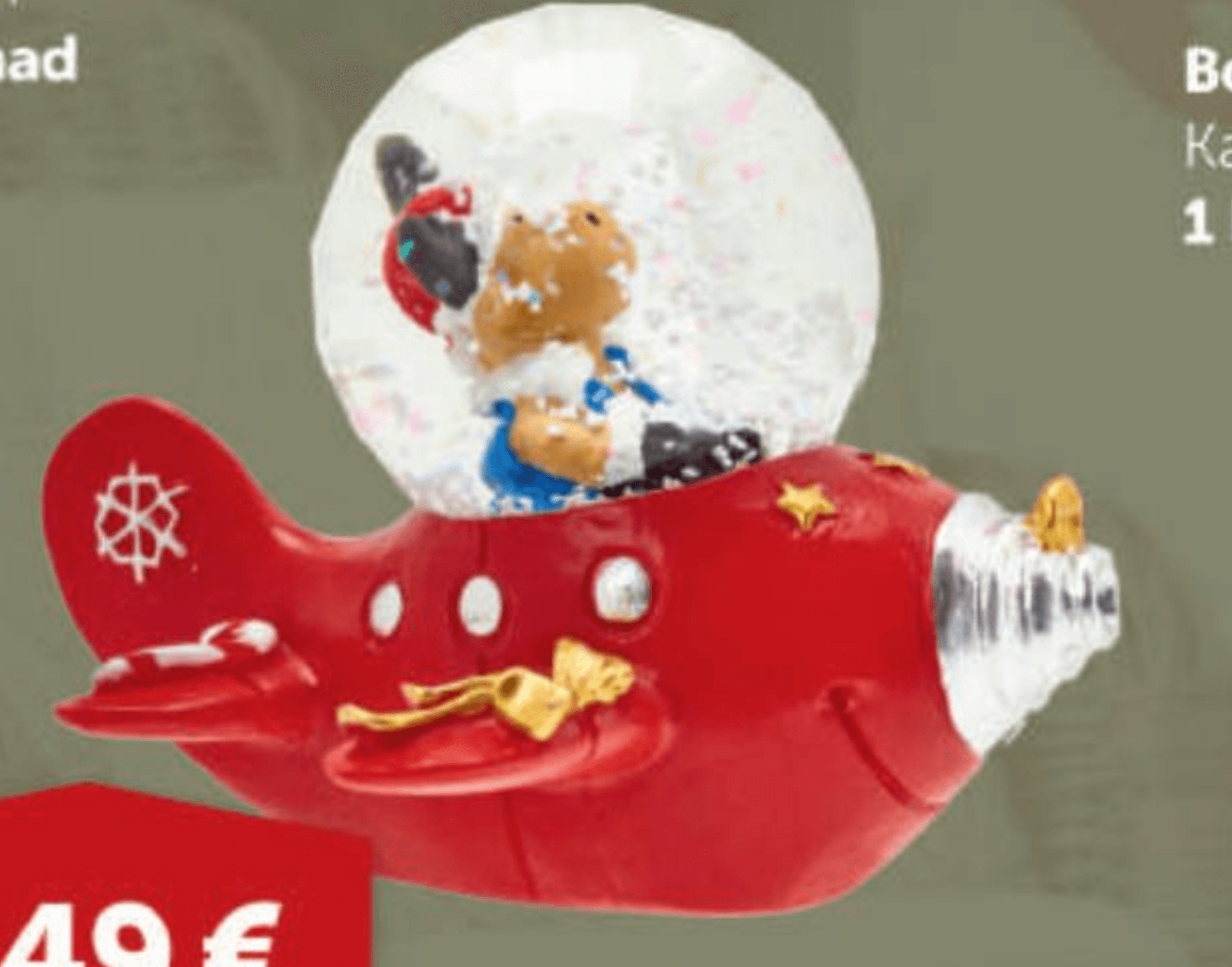 Božićna vodena kuglica avion 1 komad