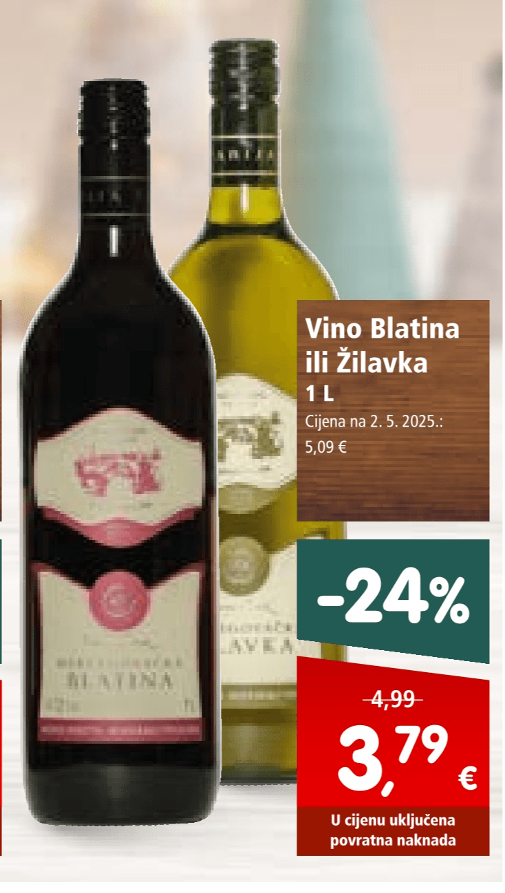 Vino Blatina ili Žilavka 1 L