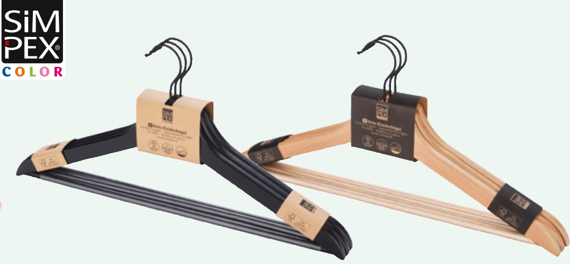 Set drvenih vješalica s protukliznom šipkom Simpex Color 3-dijelni set - Akcija u trgovini Spar