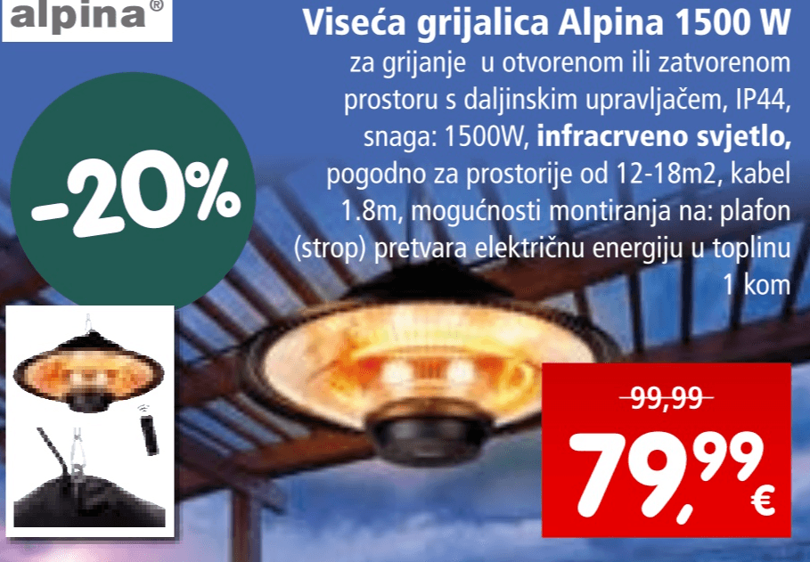 Viseća grijalica Alpina 1500 W 1 kom Alpina