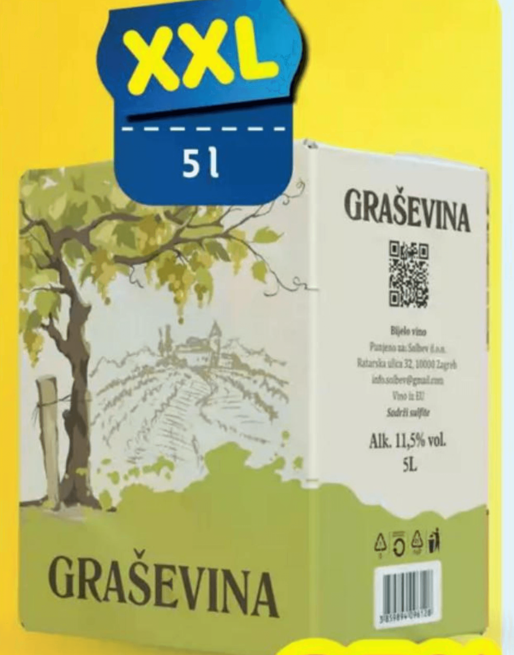 Graševina bijelo kvalitetno vino 5 L