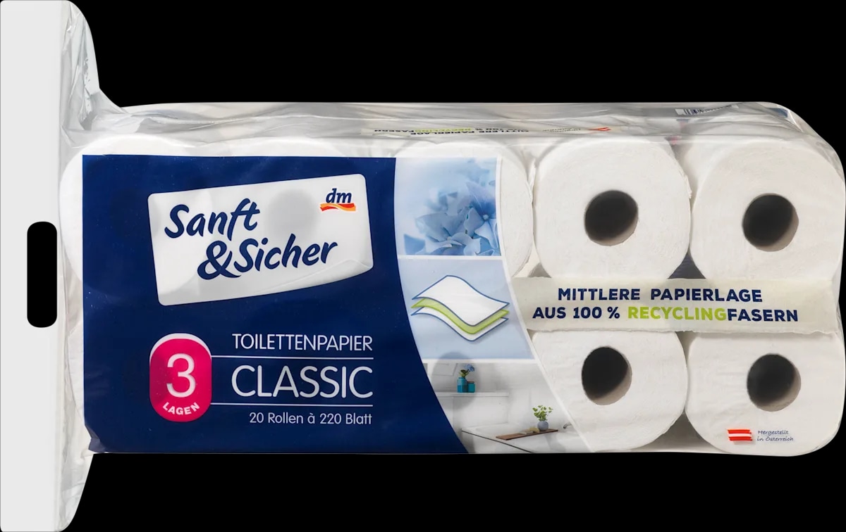 Sanft&Sicher Classic troslojni toaletni papir 20 kom.x 220 listića - Akcija u trgovini Dm
